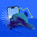 Illustration of a phone with a turtle